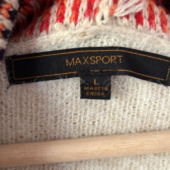 Maxsport Ivory Orange  Aztec Tribal Cardigan Women’s Sweater Size Large. - Picture 3 of 9